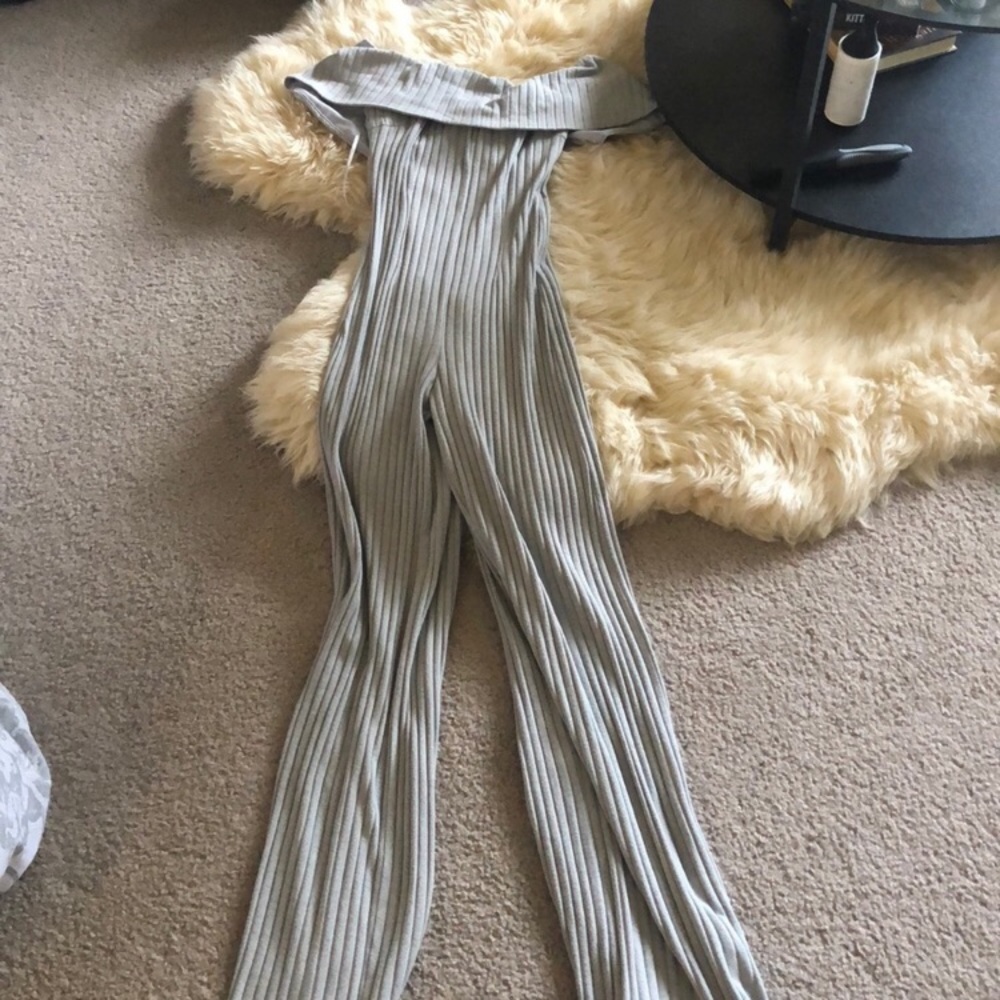 Lavish Alice gray/blue jumpsuit - Picture 3 of 5
